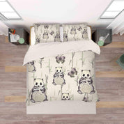 3D Panda Bamboo Quilt Cover Set Bedding Set Pillowcases 60- Jess Art Decoration