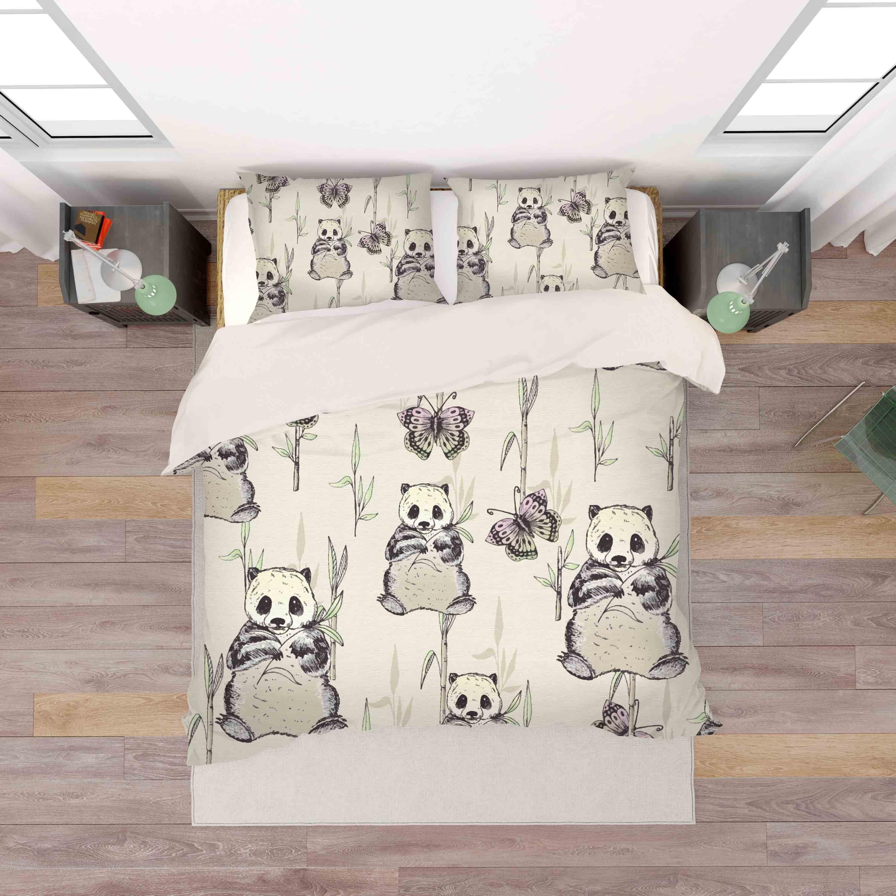 3D Panda Bamboo Quilt Cover Set Bedding Set Pillowcases 60- Jess Art Decoration