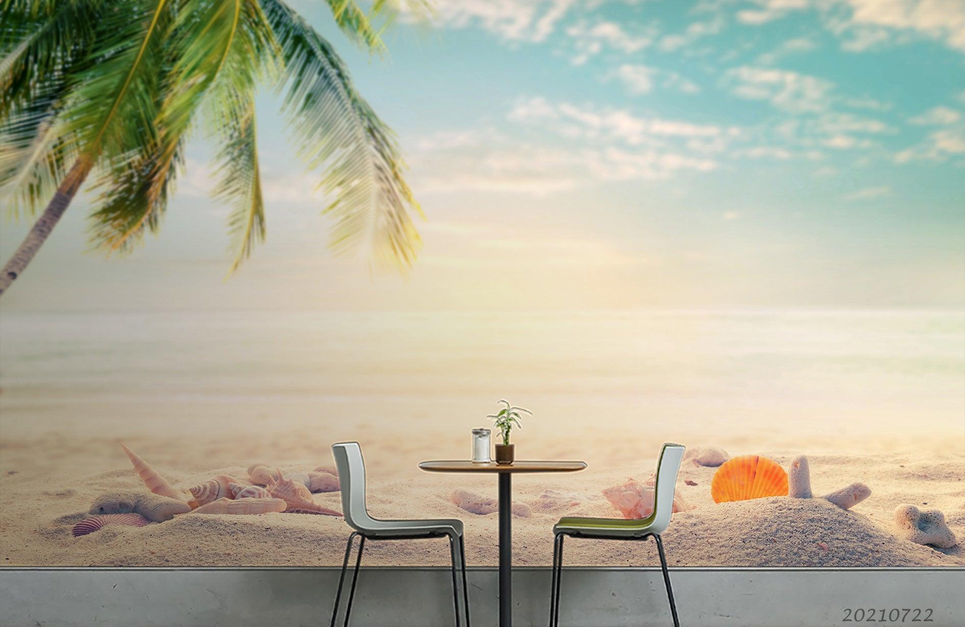 3D Sky Beach Palm Landscape Wall Mural Wallpaper LQH 199- Jess Art Decoration