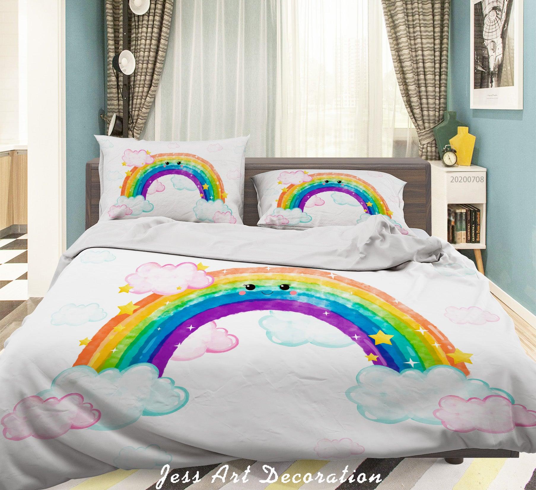 3D White Rainbow Quilt Cover Set Bedding Set Duvet Cover Pillowcases SF83- Jess Art Decoration