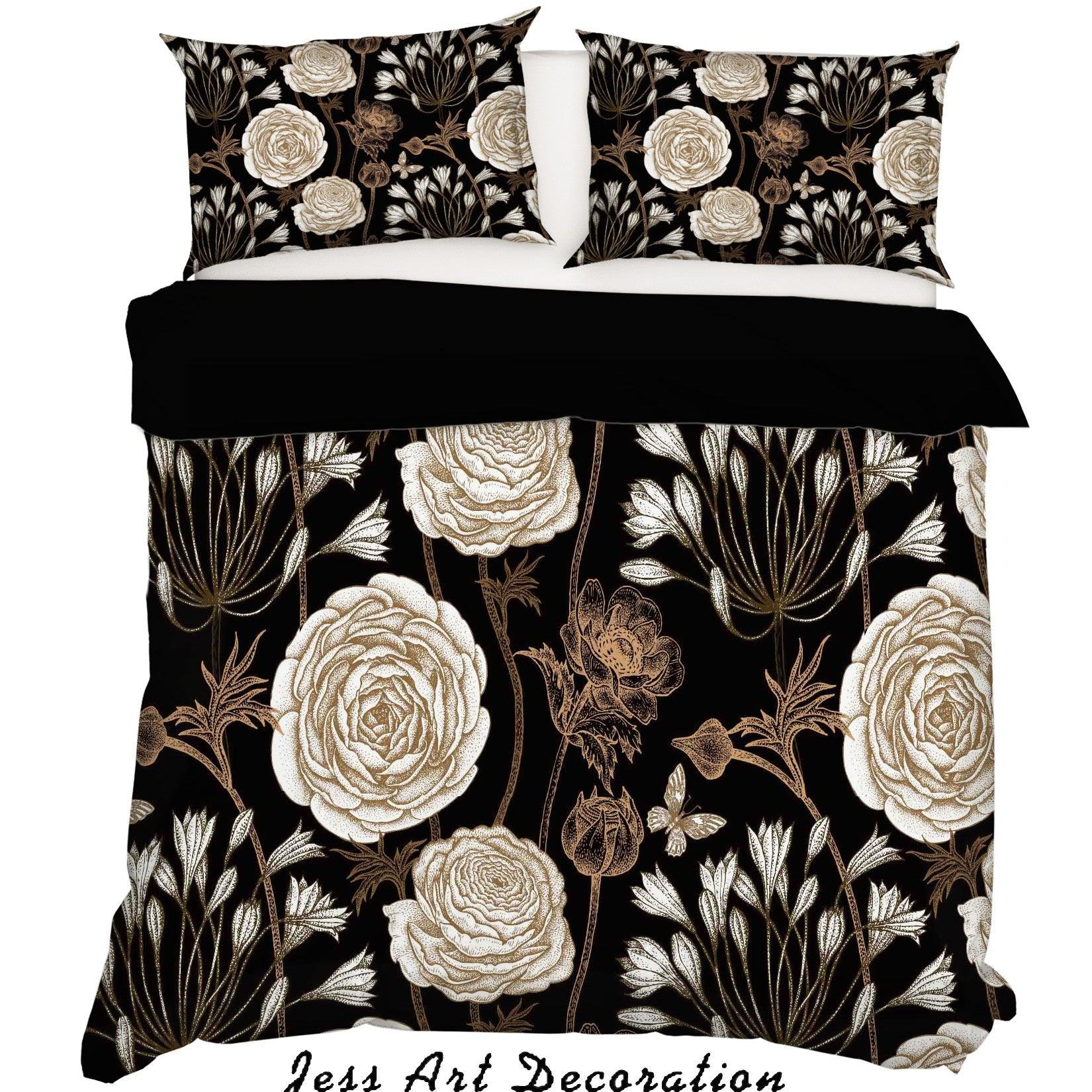 3D White Flowers Quilt Cover Set Bedding Set Pillowcases 202- Jess Art Decoration