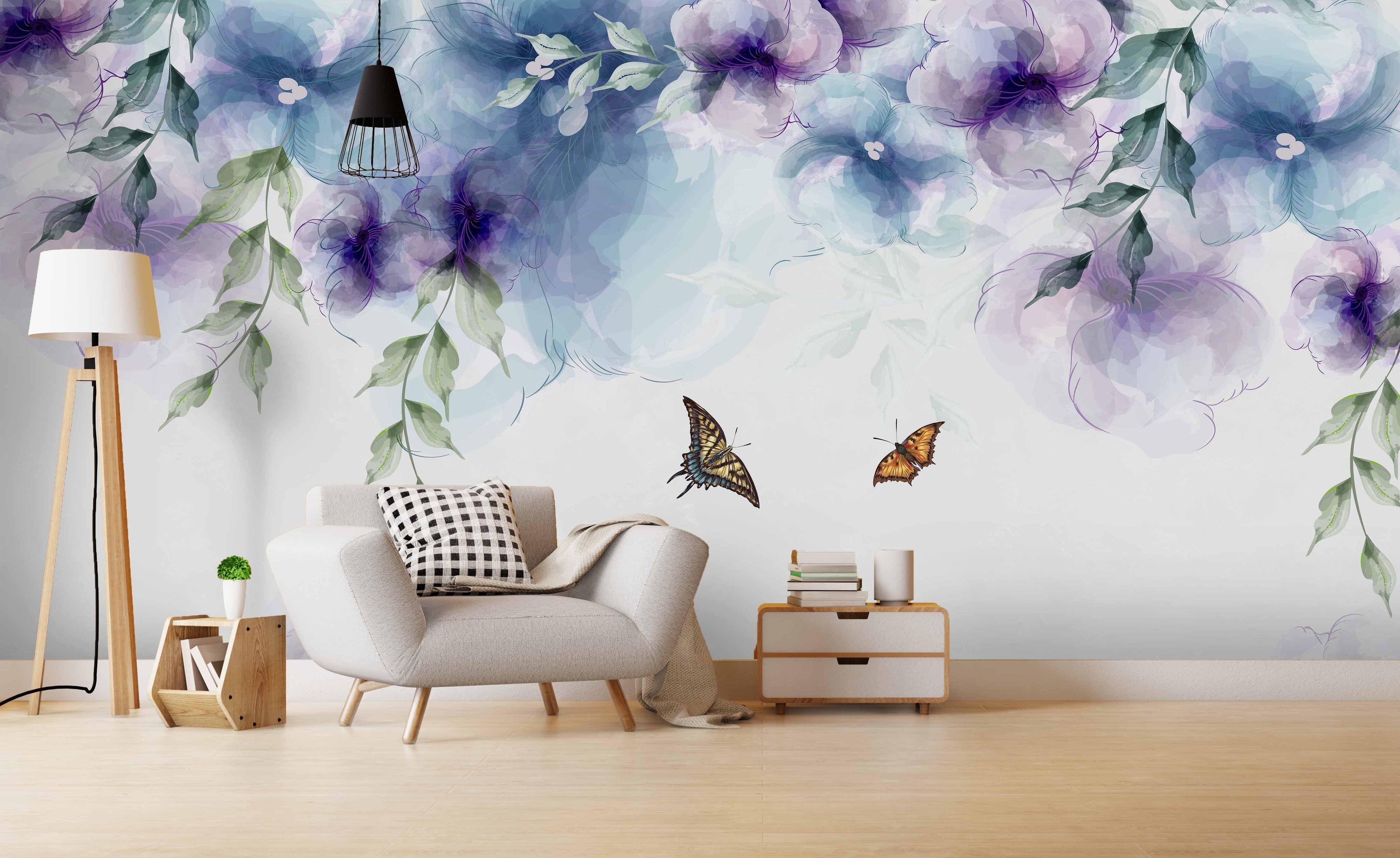 3D Watercolor Floral Butterfly Wall Mural Wallpaper 241- Jess Art Decoration