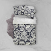 3D Grey Skull Quilt Cover Set Bedding Set Pillowcases 38- Jess Art Decoration