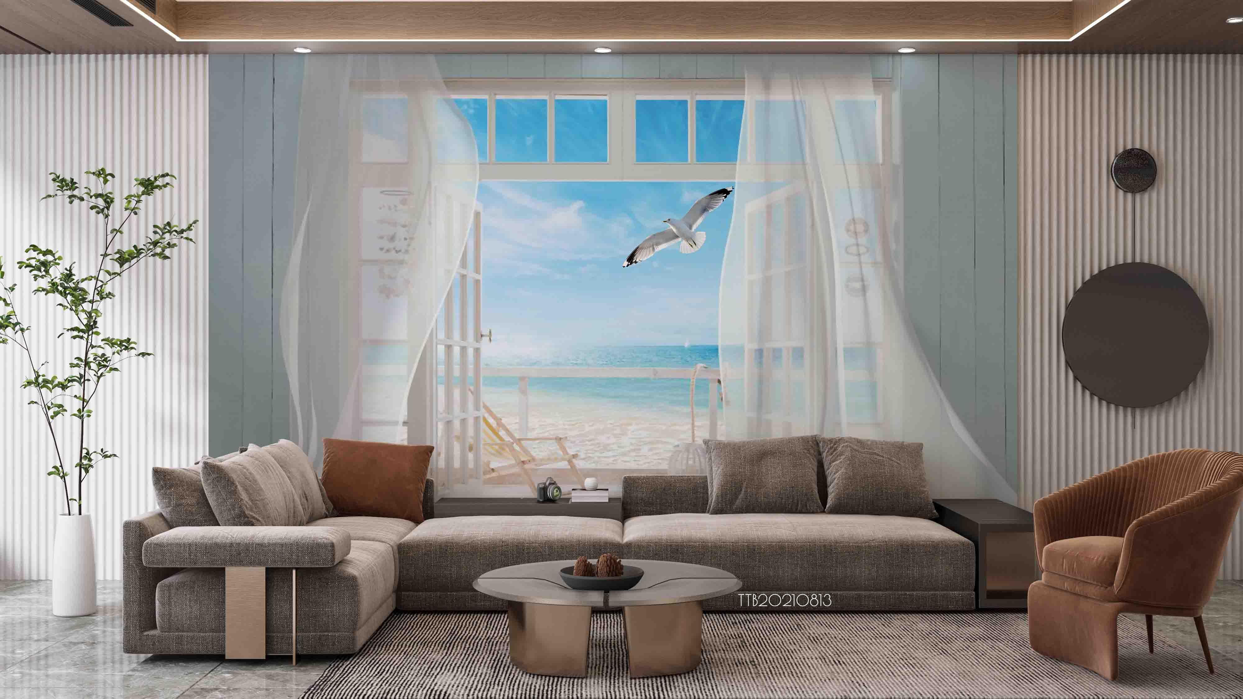 3D Window Sea View Seabirds Wall Mural Wallpaper SWW5120- Jess Art Decoration