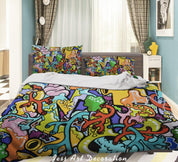 3D Abstract Color Graffiti Quilt Cover Set Bedding Set Duvet Cover Pillowcases 156- Jess Art Decoration