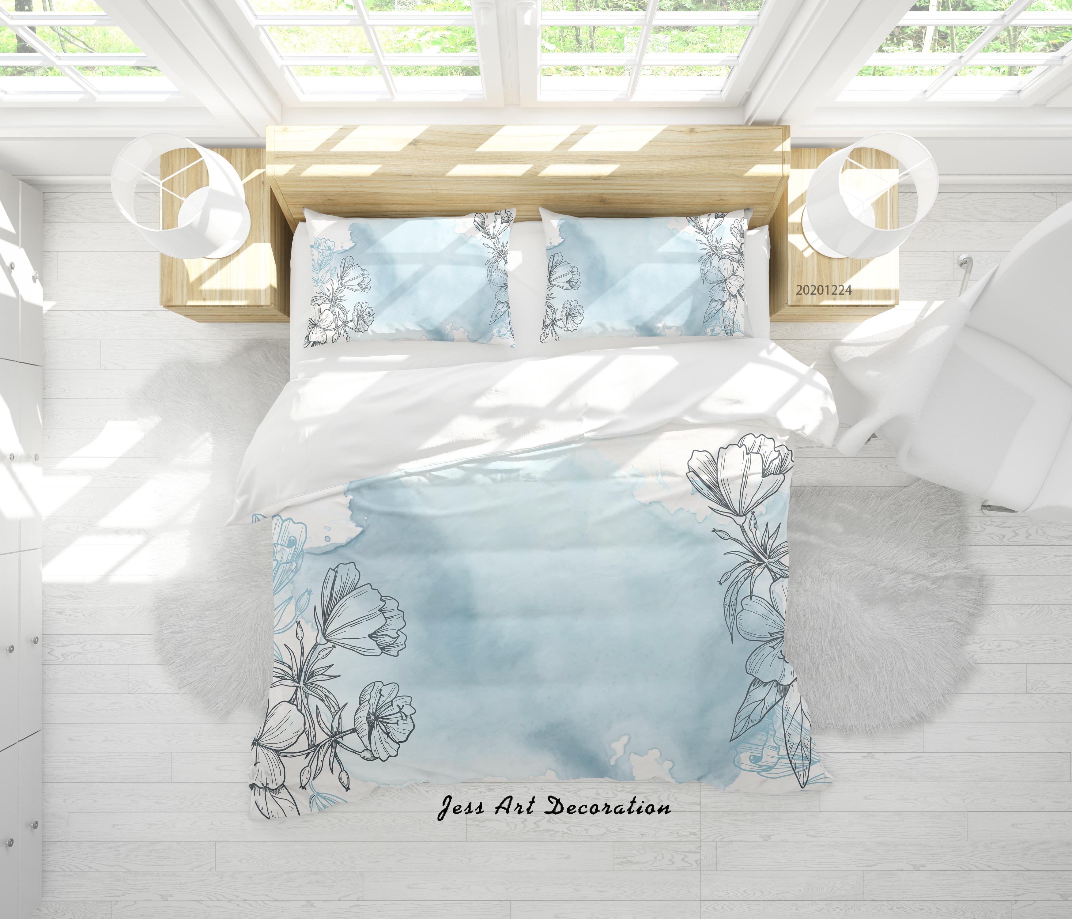 3D Watercolor Floral Quilt Cover Set Bedding Set Duvet Cover Pillowcases 20 LQH- Jess Art Decoration