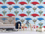 3D Hand Drawn Hot Air Balloon Spaceship Wall Mural Wallpaper LQH 136- Jess Art Decoration