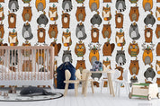 3D Cartoon Cute Animal Owl Bear Fox Pattern Wall Mural Wallpaper WJ 5033- Jess Art Decoration