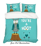 3D Cartoon Owl Green Quilt Cover Set Bedding Set Pillowcases 163- Jess Art Decoration