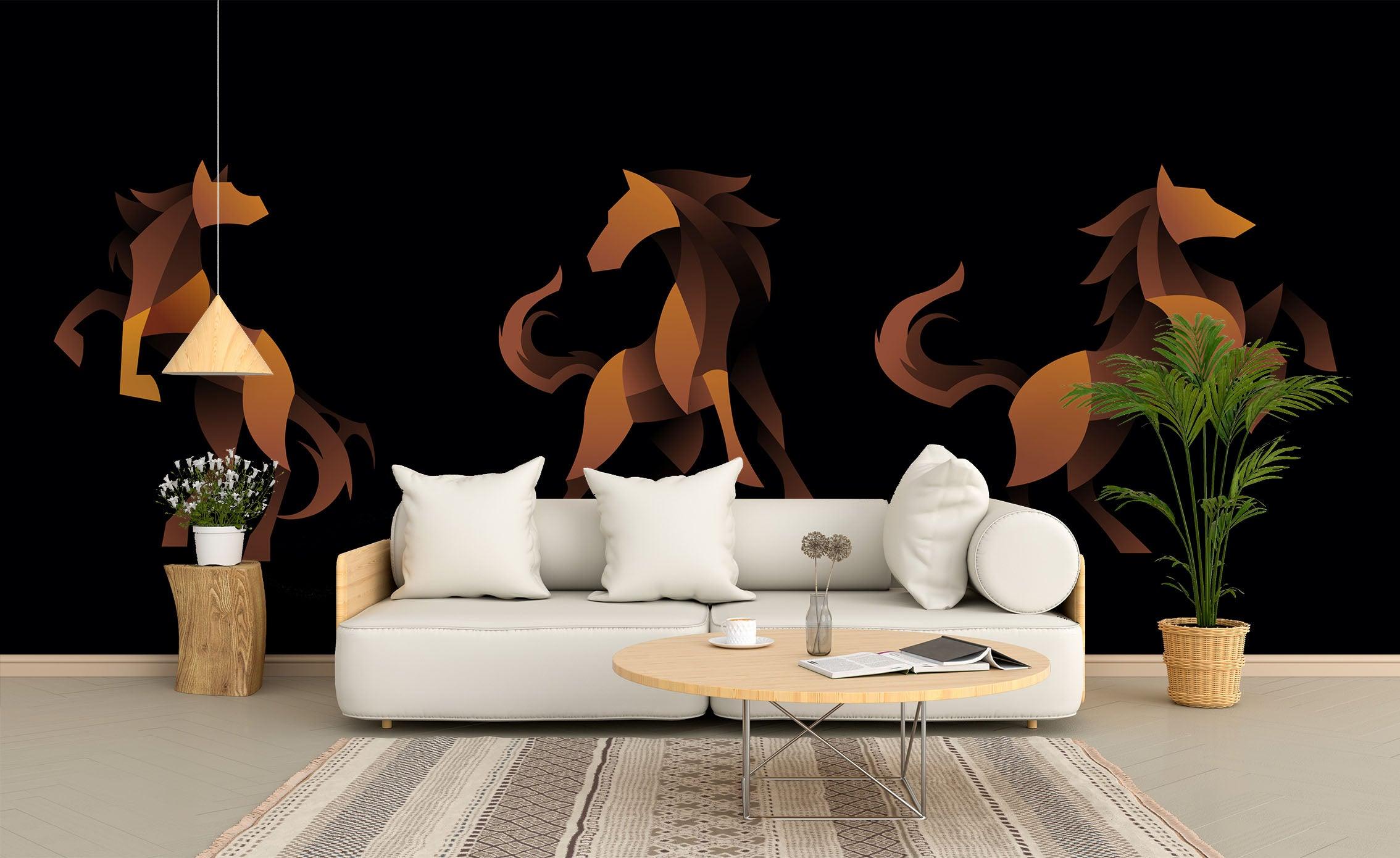 3D Abstract Brown Horse Wall Mural Wallpaper 23 LQH- Jess Art Decoration