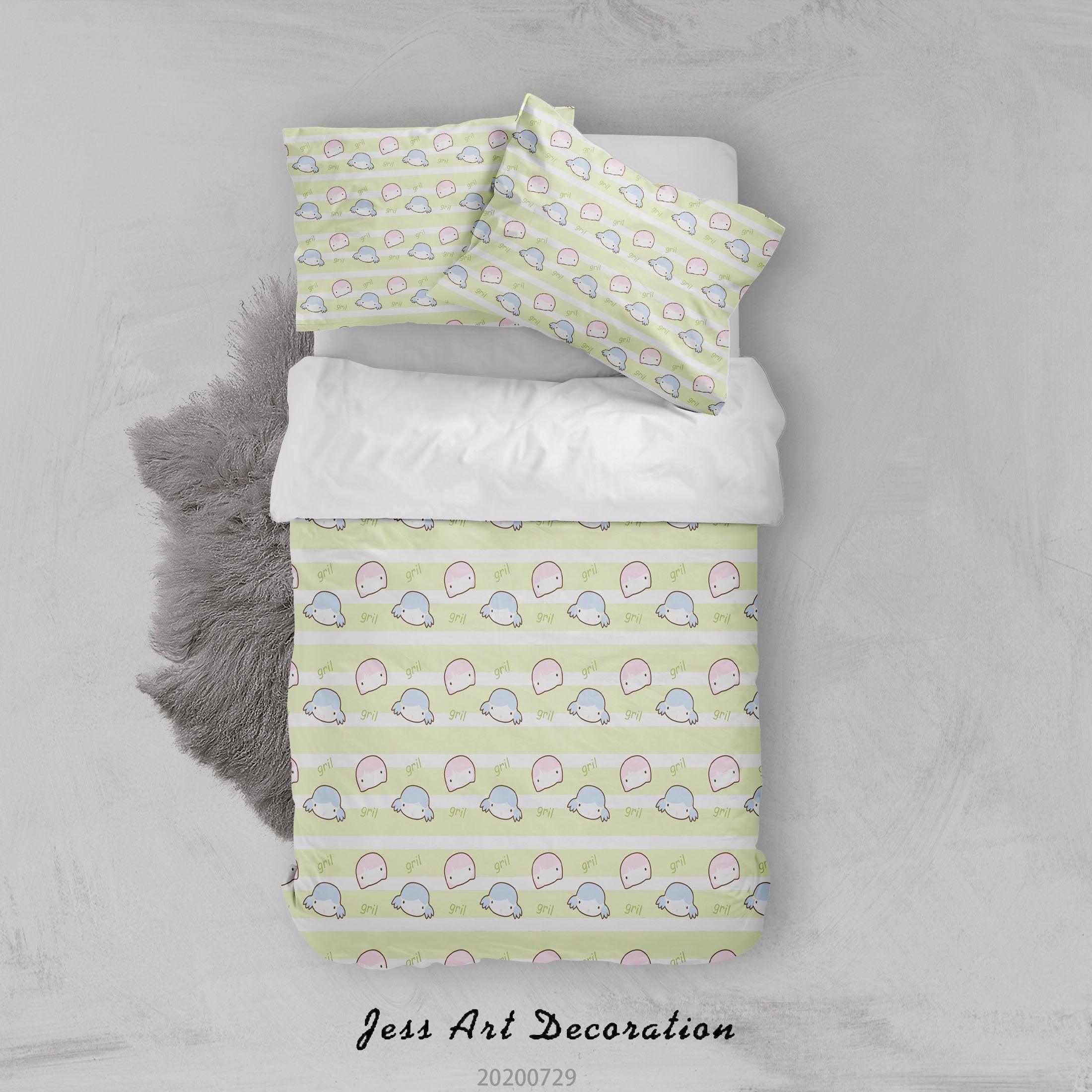 3D Yellow Stripe Girl Quilt Cover Set Bedding Set Duvet Cover Pillowcases LXL 163- Jess Art Decoration
