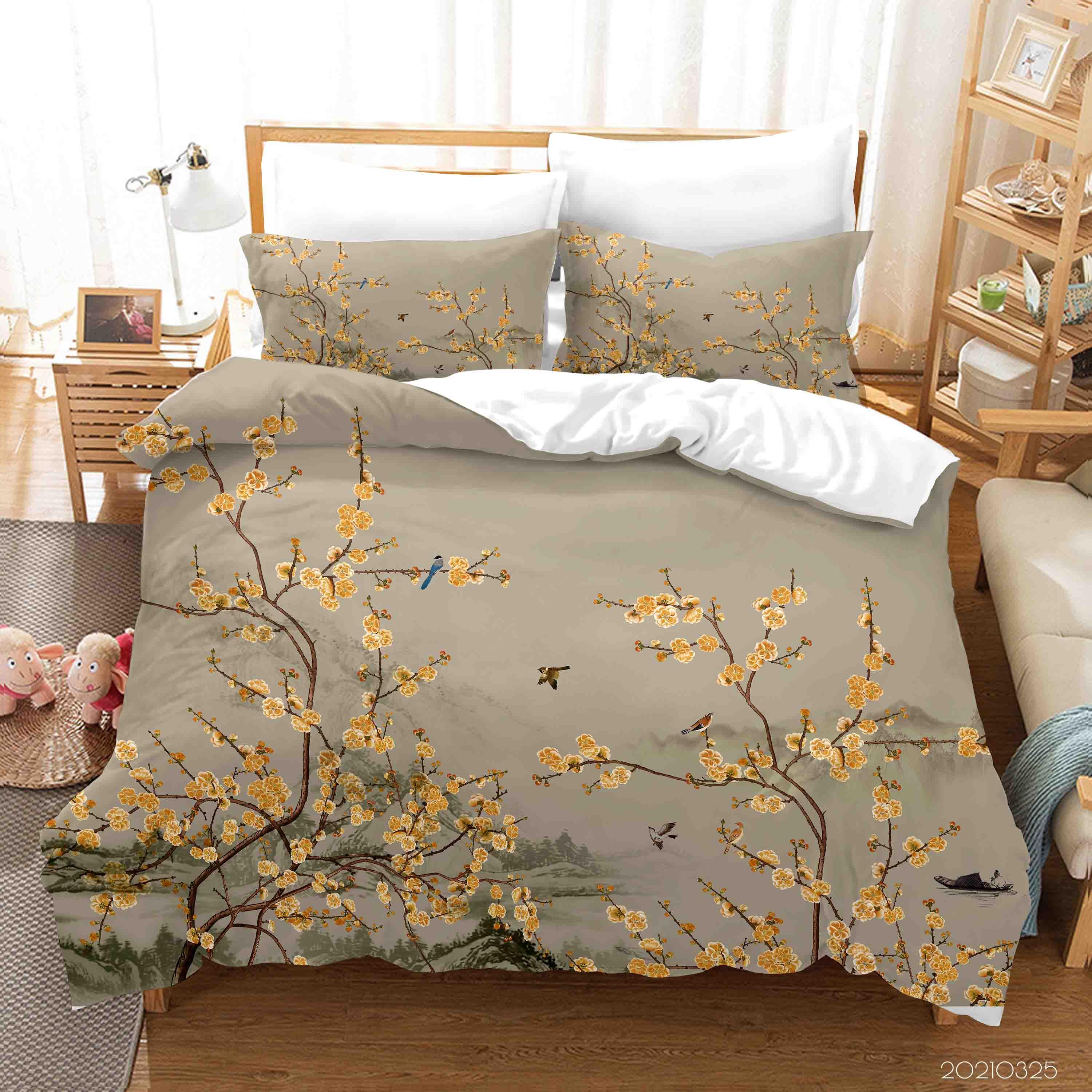 3D Chinese Floral Painting Quilt Cover Set Bedding Set Duvet Cover Pillowcases 242- Jess Art Decoration