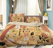 3D Abstract Girl Face Leaves Plant Quilt Cover Set Bedding Set Duvet Cover Pillowcases LXL- Jess Art Decoration