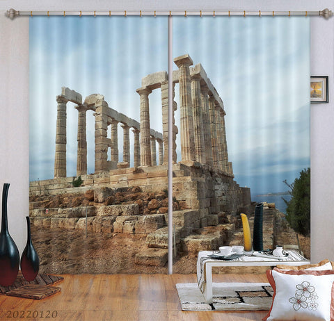 3D Roman Column Stairs Architecture Curtains and Drapes GD 1863- Jess Art Decoration