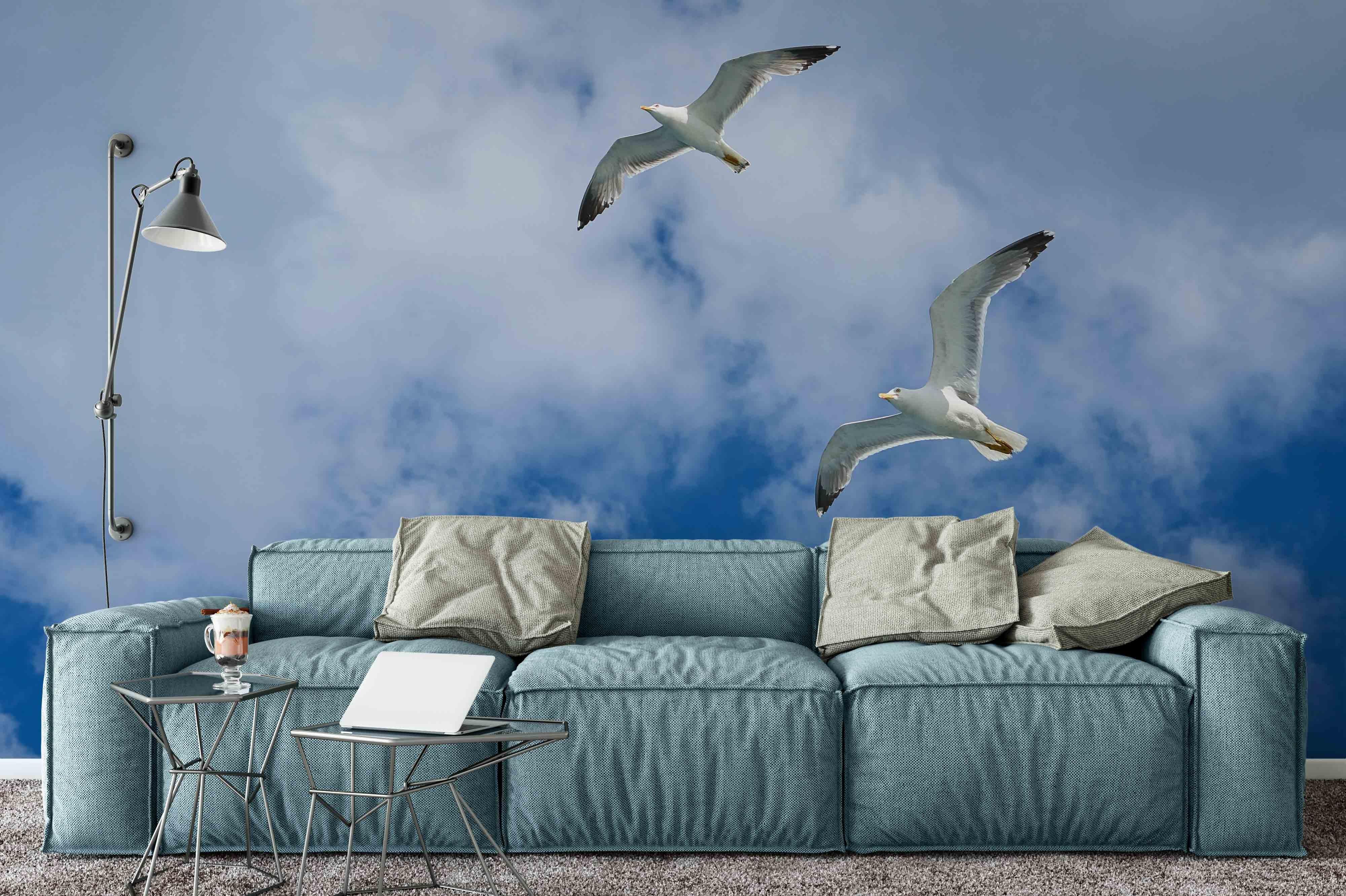 3D blue sky seagull wall mural wallpaper 40- Jess Art Decoration