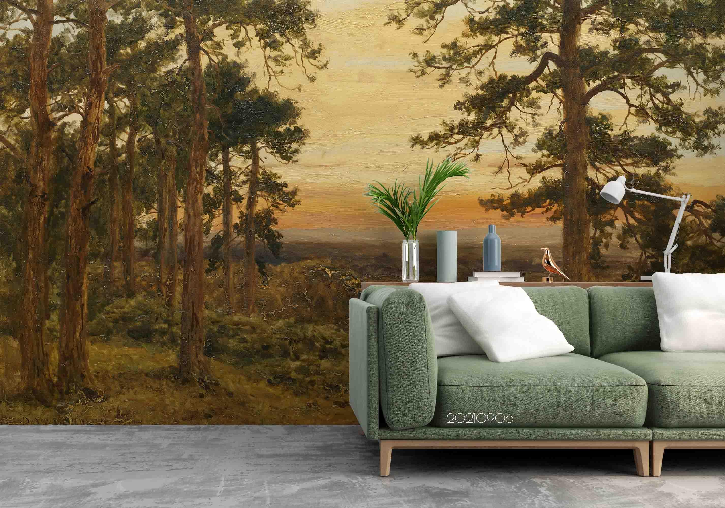 3D Sunset Sky Forest Landscape Wall Mural Wallpaper LQH 656- Jess Art Decoration