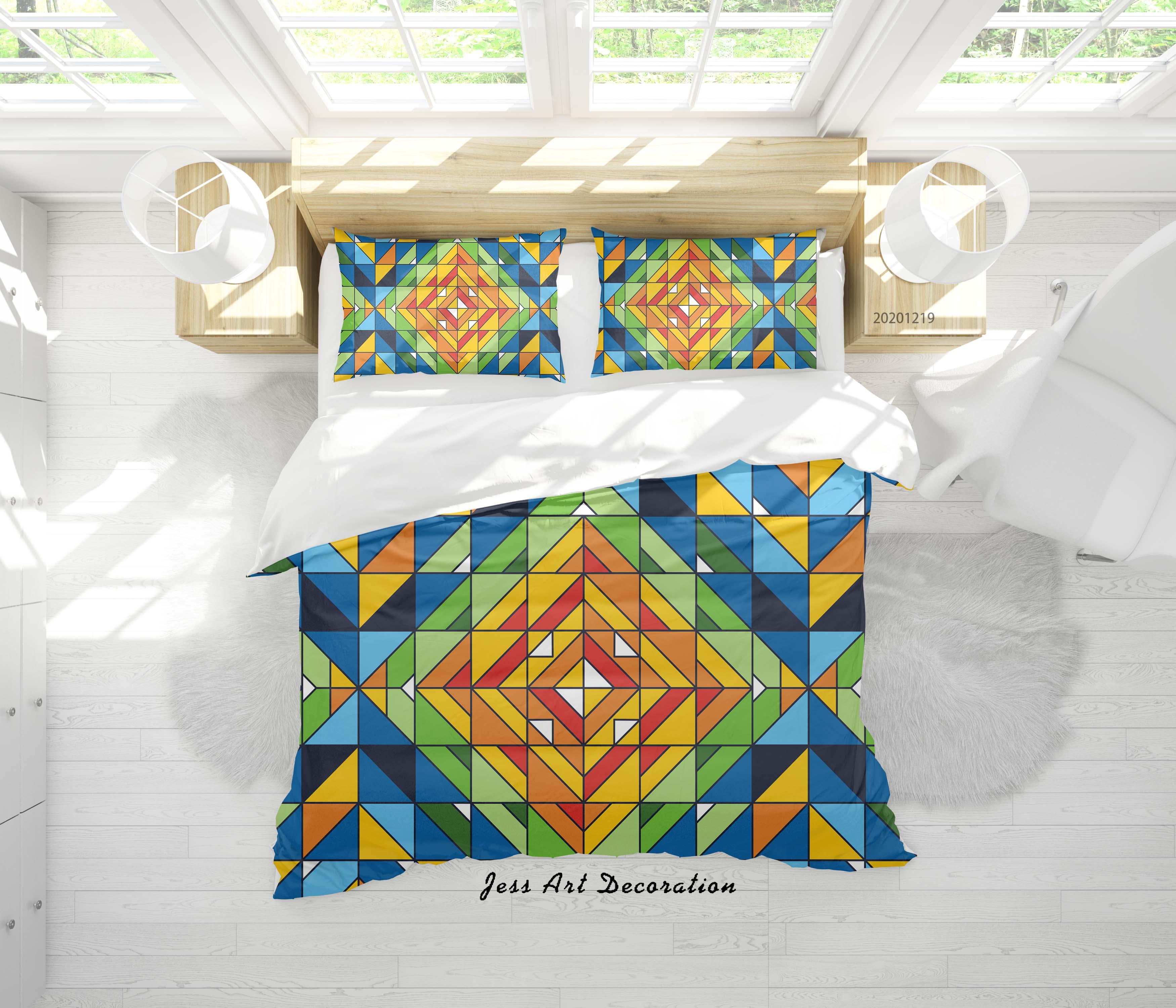 3D Abstract Geometric Pattern Quilt Cover Set Bedding Set Duvet Cover Pillowcases 28- Jess Art Decoration
