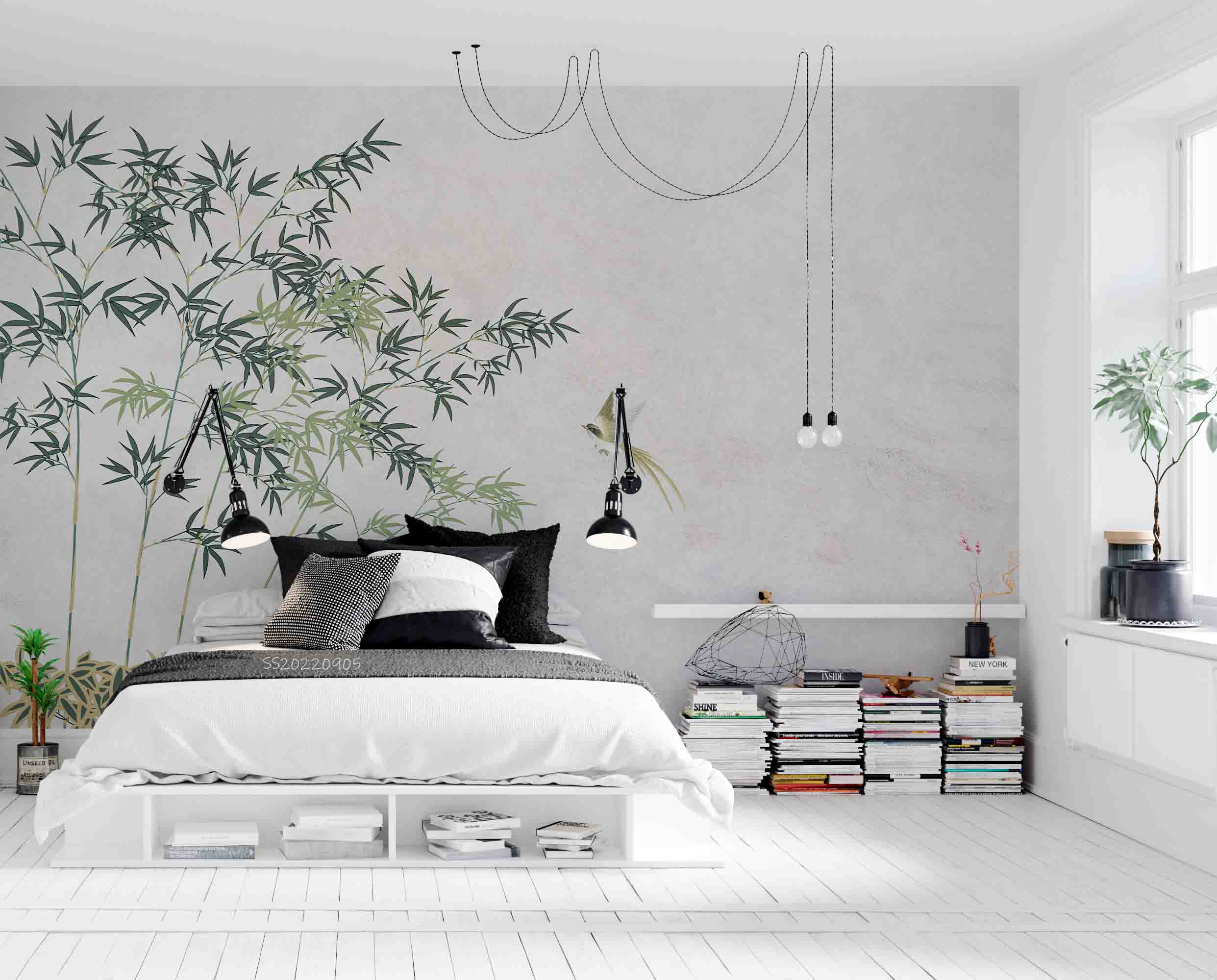 3D Chinese Bamboo Magpie Wall Mural Wallpaper GD 2562- Jess Art Decoration