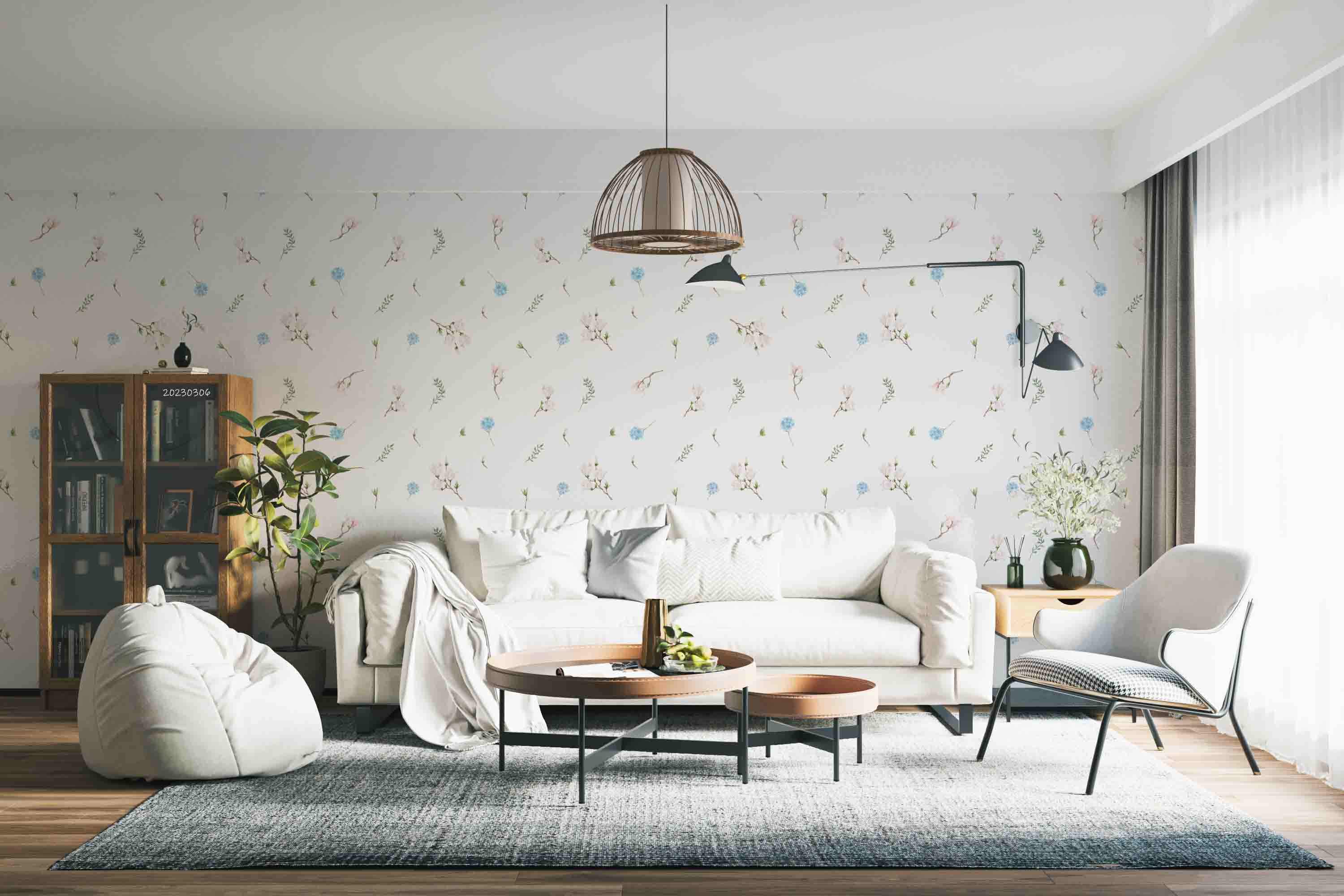 3D Watercolor Magnolia Hydrangea Wall Mural Wallpaper GD 1675- Jess Art Decoration