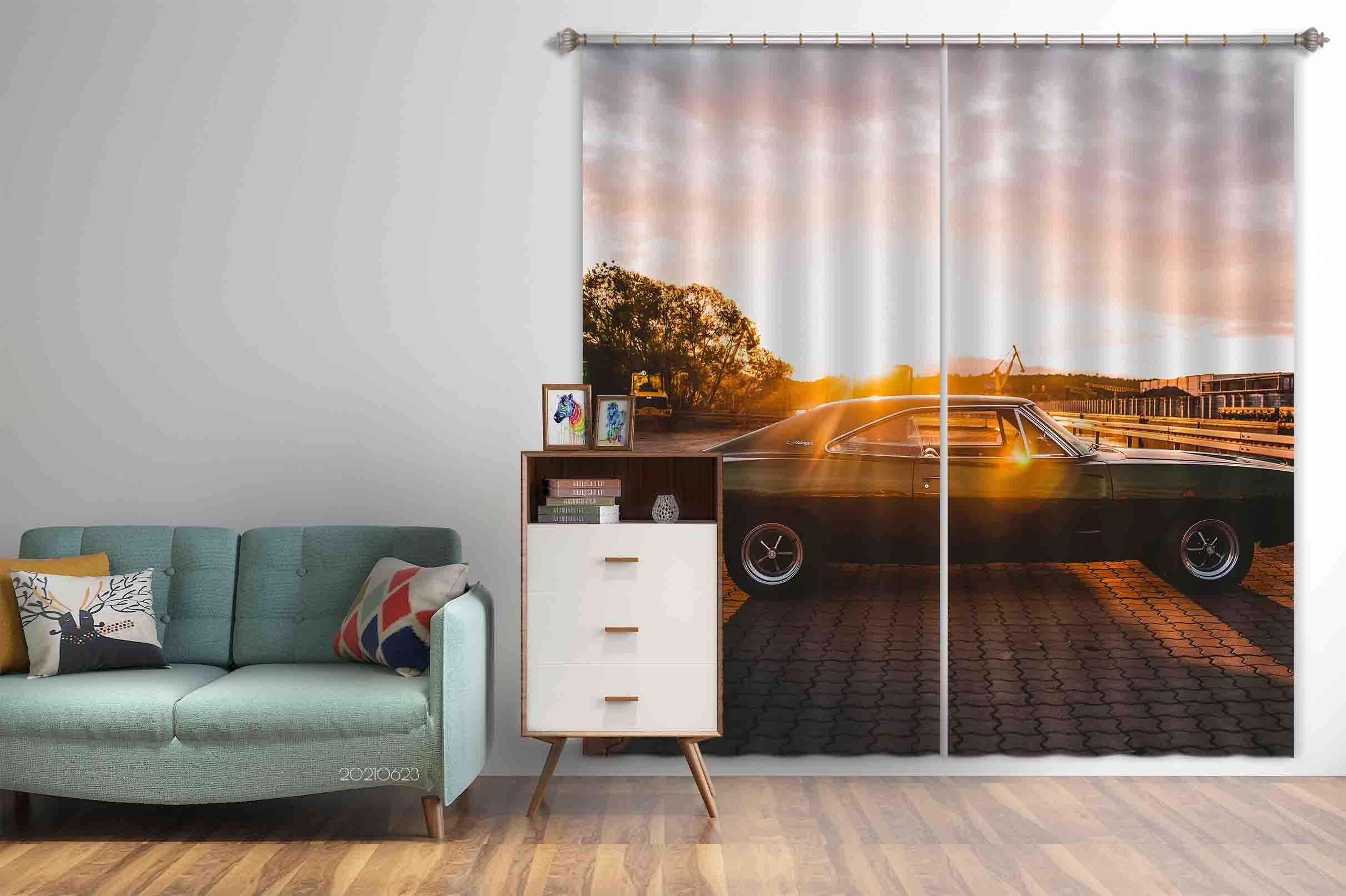 3D Sunset Sky Black Vehicle Curtains and Drapes LQH 51- Jess Art Decoration