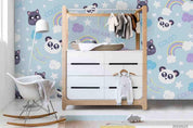 3D Cartoon Animal Panda Rainbow Wall Mural Wallpaper LQH 2- Jess Art Decoration