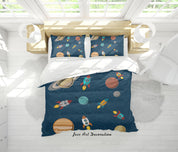3D Planet Moon Spaceship Pattern Quilt Cover Set Bedding Set Duvet Cover Pillowcases WJ 9302- Jess Art Decoration