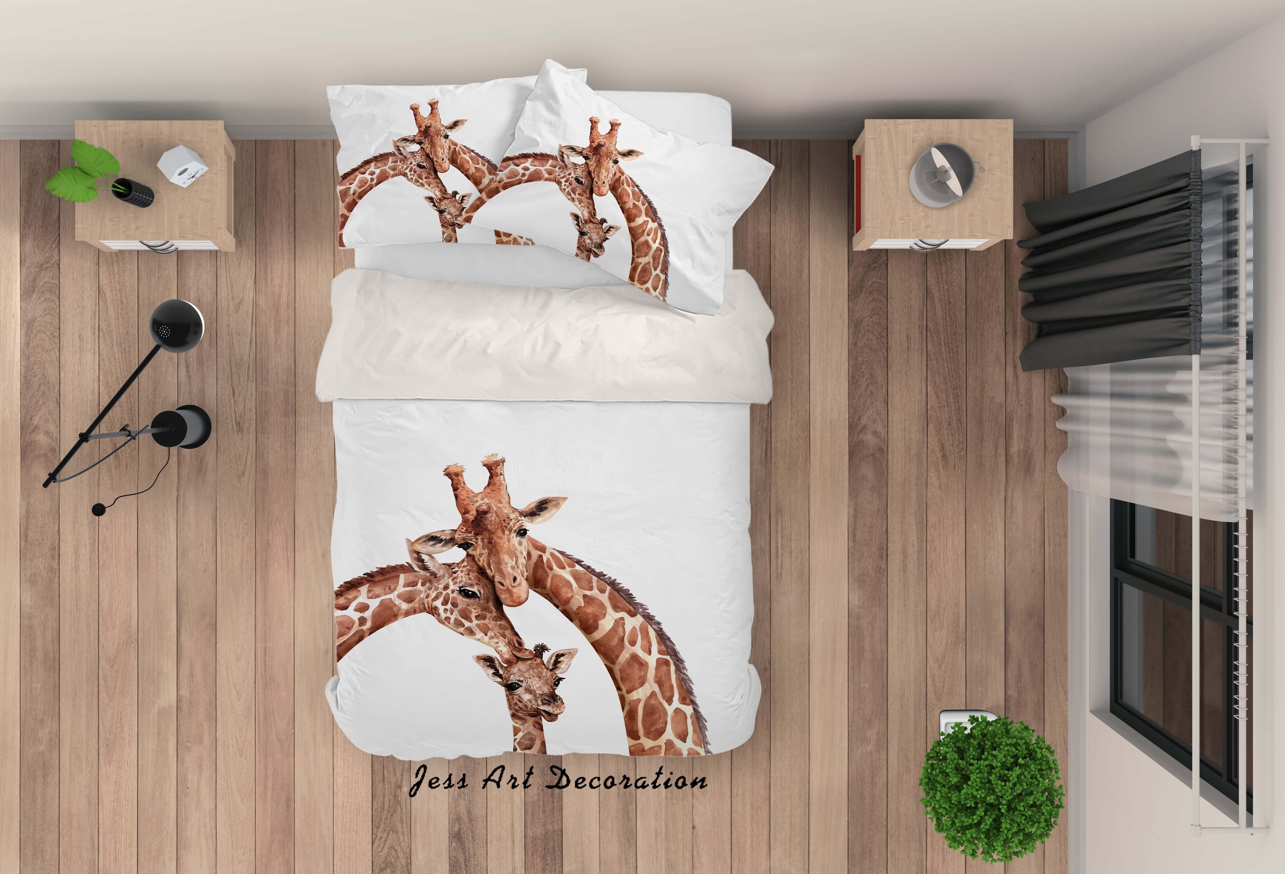 3D Giraffe Quilt Cover Set Bedding Set Pillowcases 118- Jess Art Decoration