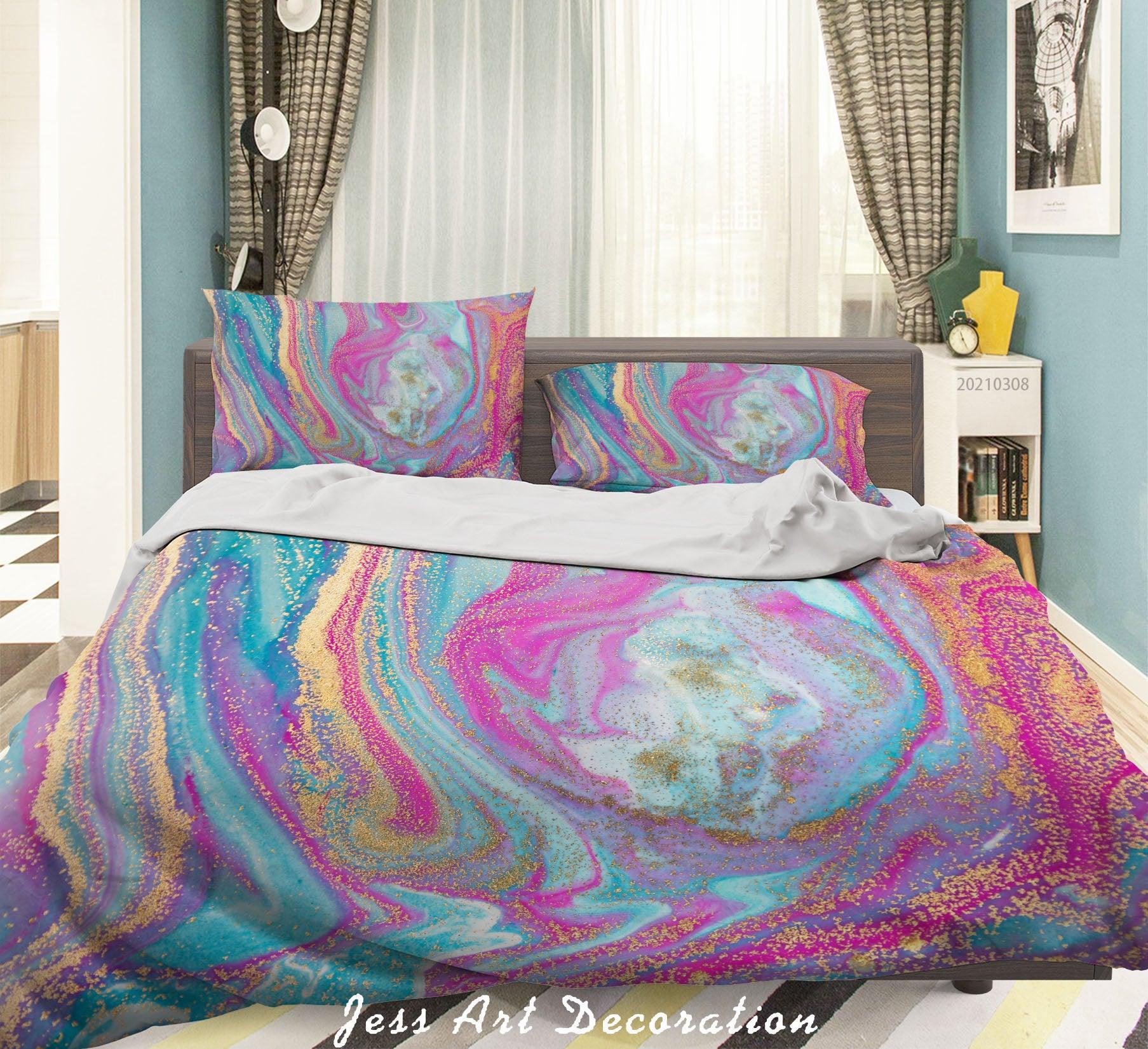 3D Watercolor Color Marble Quilt Cover Set Bedding Set Duvet Cover Pillowcases 275- Jess Art Decoration