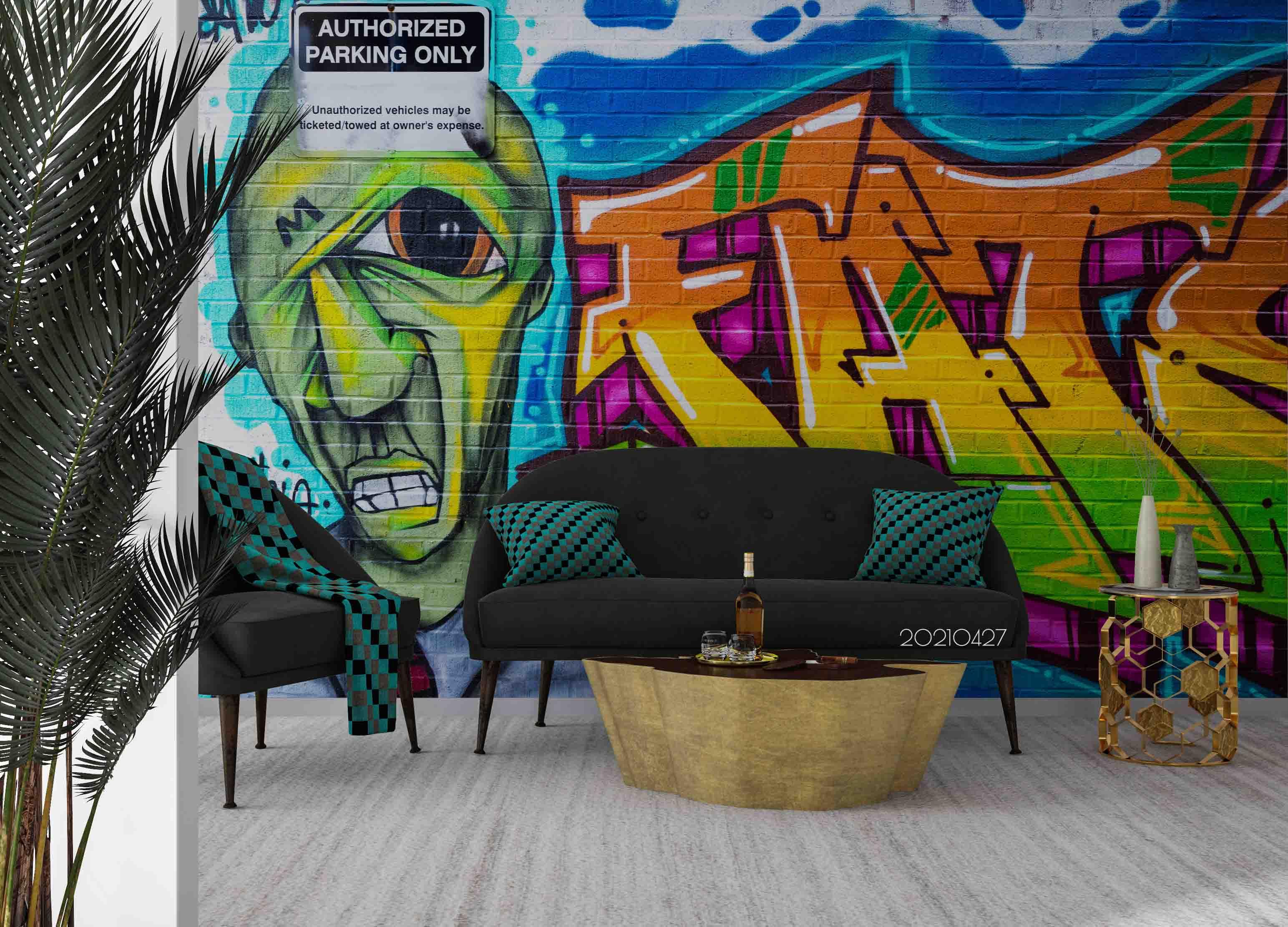 3D Abstract Colored Street Graffiti Wall Mural Wallpaper LQH 100- Jess Art Decoration