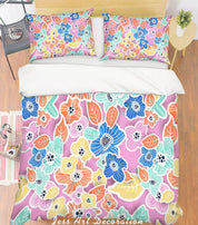3D Colored Abstract Flowers Quilt Cover Set Bedding Set Pillowcases  7- Jess Art Decoration
