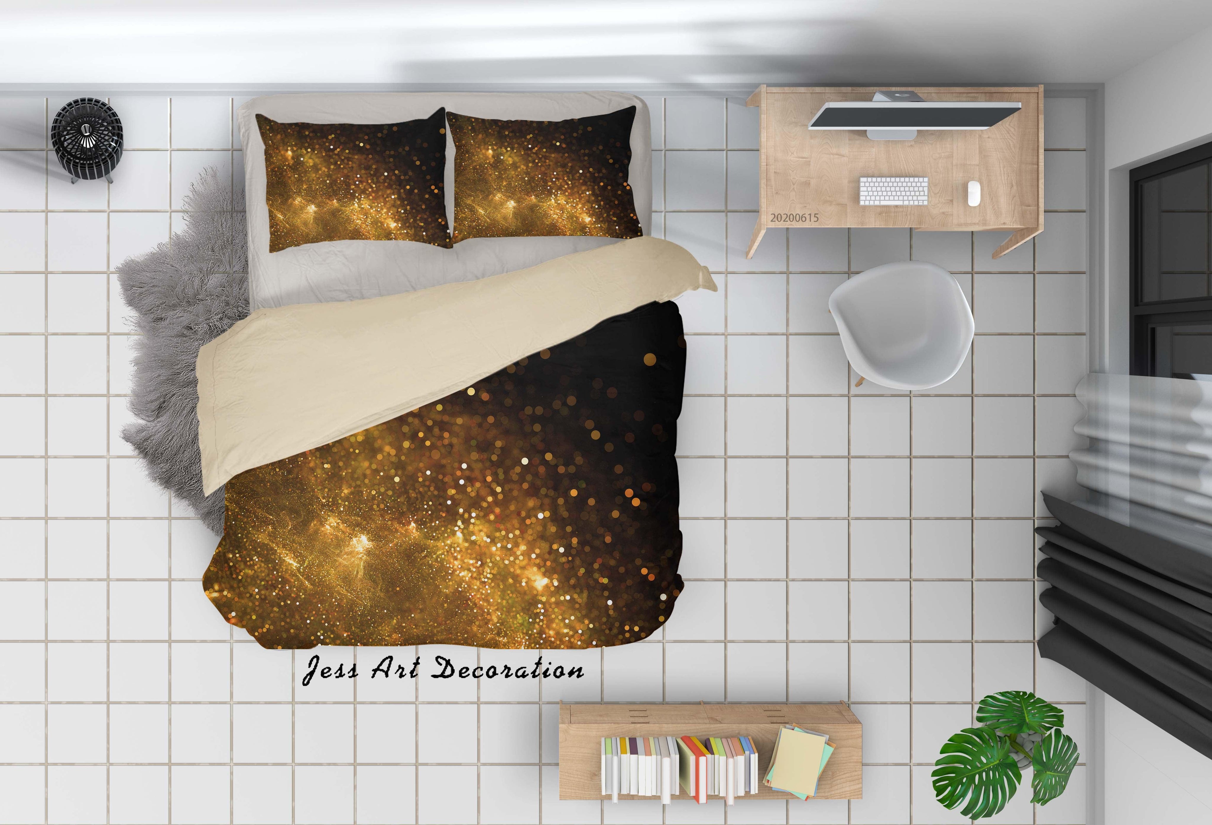 3D Golden Particles Shine Quilt Cover Set Bedding Set Duvet Cover Pillowcases SF43- Jess Art Decoration