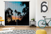 3D Tropical Plants Trees Sunrise Scenery Curtains and Drapes GD 1990- Jess Art Decoration