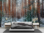 3D Winter Forest Tree Snow Wall Mural Wallpaper WJ 2151- Jess Art Decoration