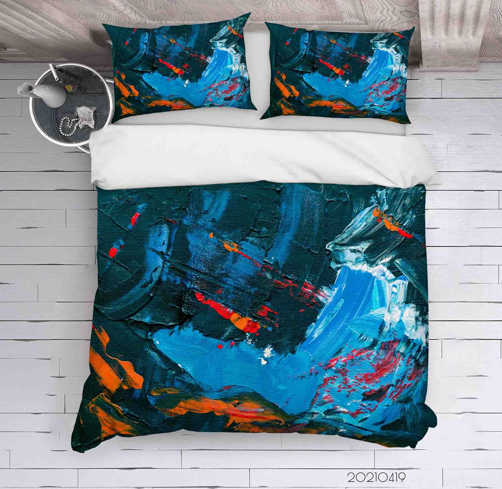 3D Abstract Blue Graffiti Quilt Cover Set Bedding Set Duvet Cover Pillowcases 211- Jess Art Decoration
