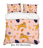 3D Cartoon Tiger Pink Quilt Cover Set Bedding Set Pillowcases 124- Jess Art Decoration