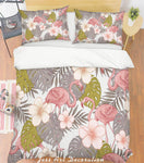 3D Pink Flowers Flamingo Quilt Cover Set Bedding Set Pillowcases 215- Jess Art Decoration