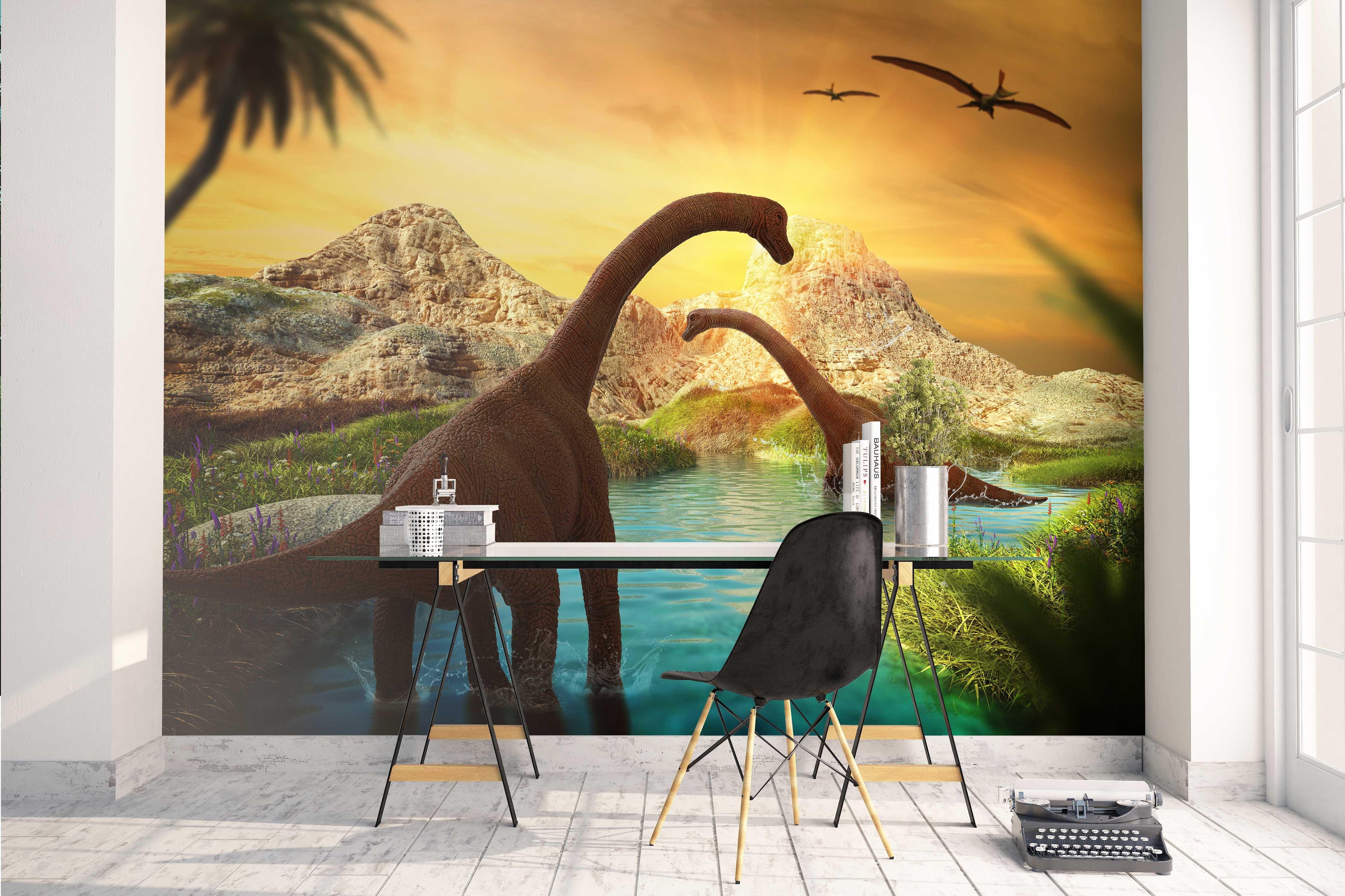 3D Ancient times Dinosaurs Wall Mural Wallpaper 51- Jess Art Decoration