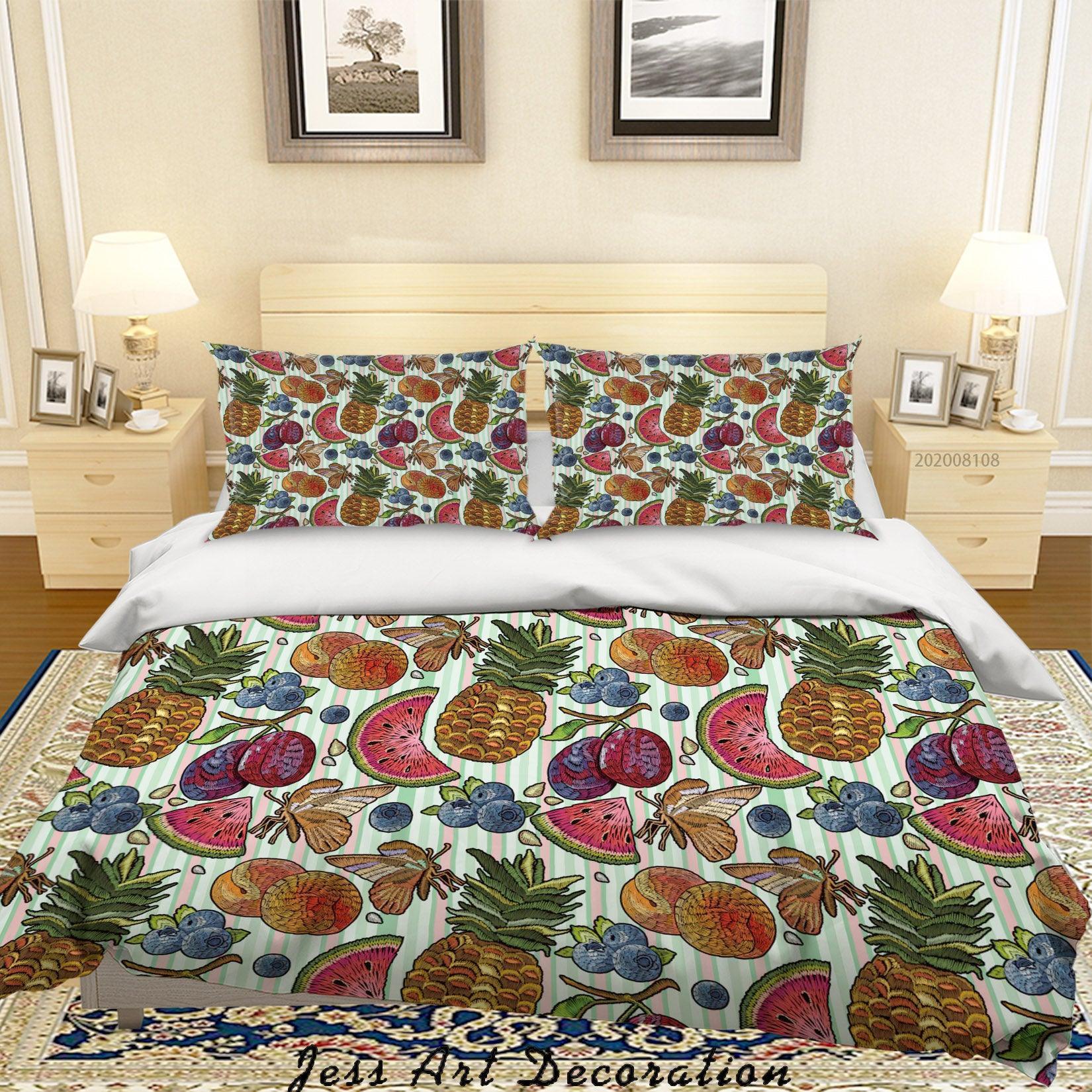 3D Hand Drawn Colorful Pineapple Fruity Quilt Cover Set Bedding Set Duvet Cover Pillowcases LXL- Jess Art Decoration