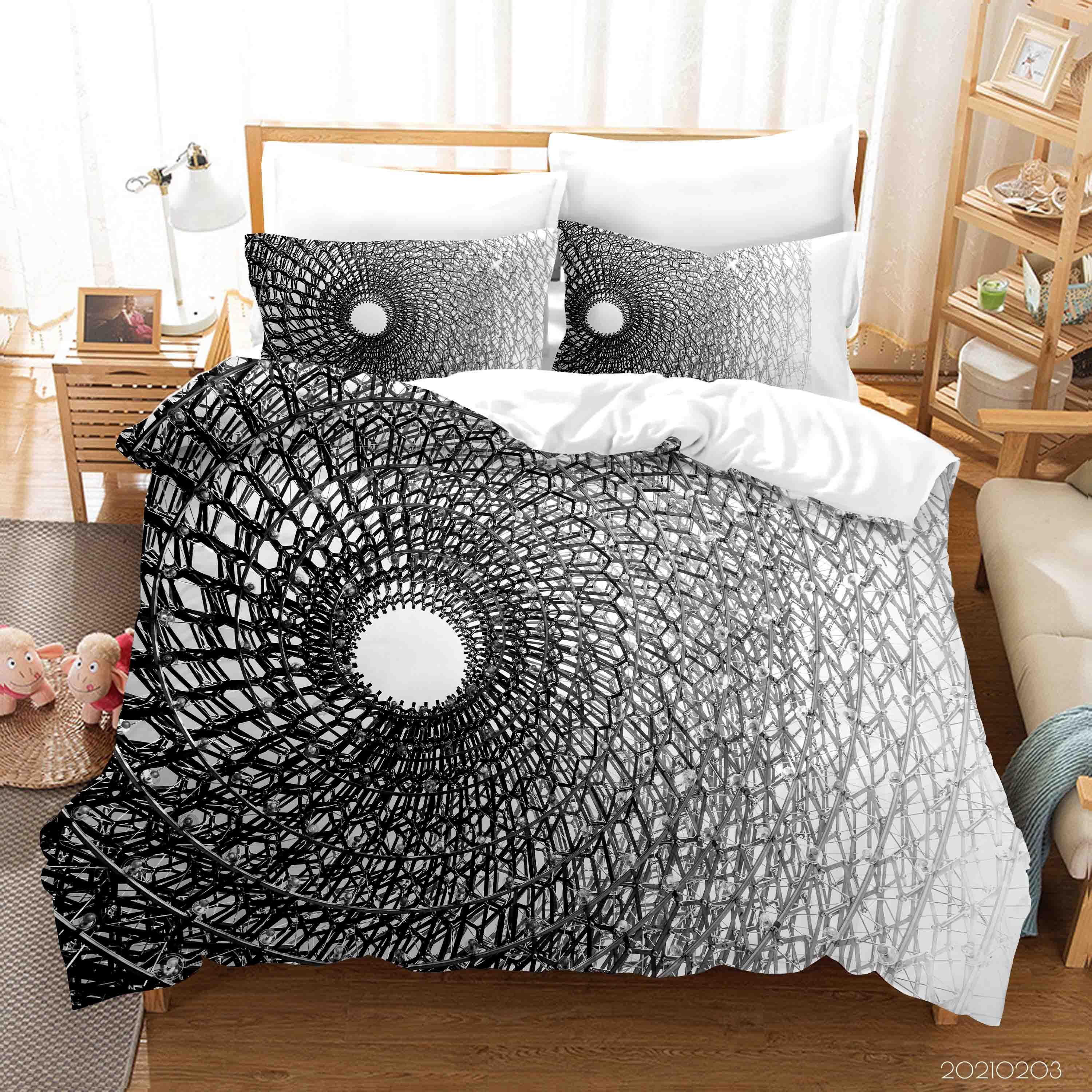 3D Abstract Geometry Grey Quilt Cover Set Bedding Set Duvet Cover Pillowcases 15- Jess Art Decoration