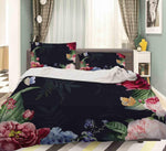 3D Black Floral Quilt Cover Set Bedding Set Pillowcases 04- Jess Art Decoration