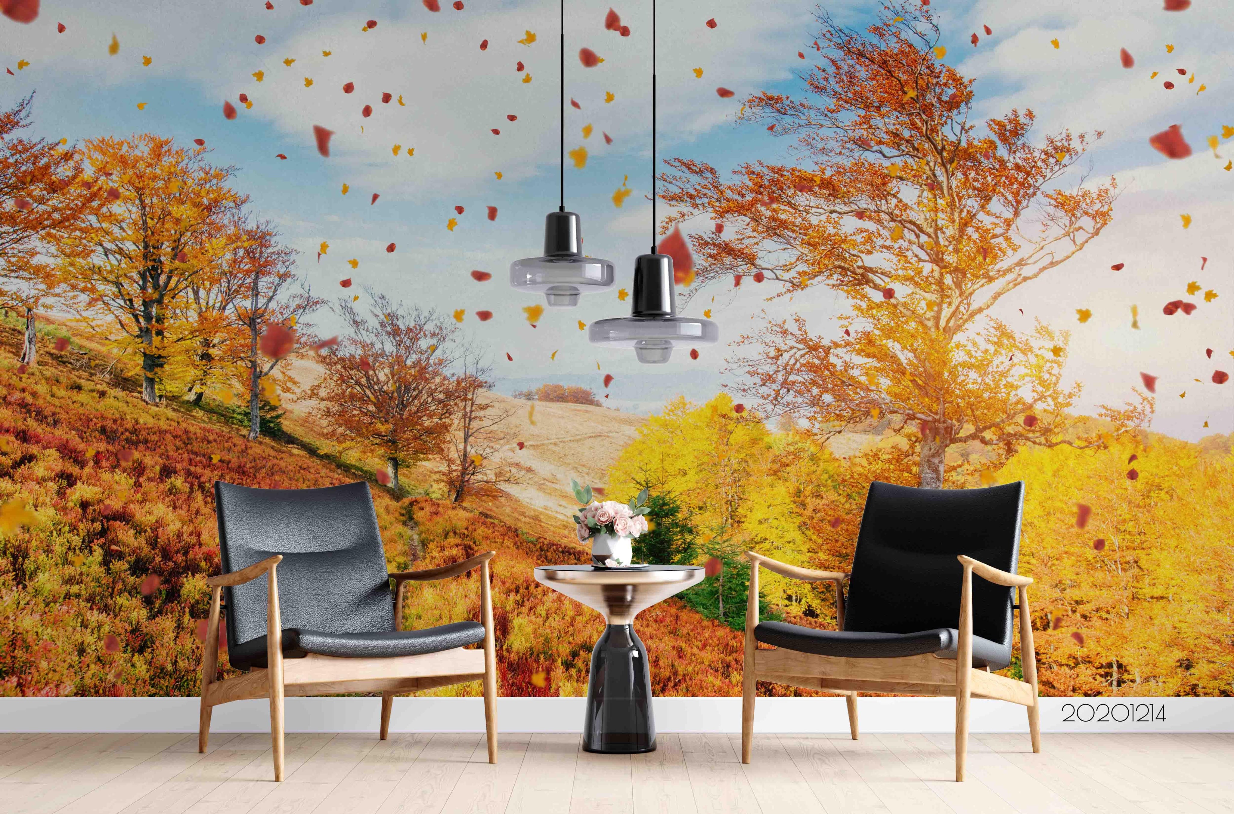 3D Landscape Cloud Autumn Tree Maple Leaves Plant Wall Mural Wallpaper LXL- Jess Art Decoration