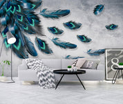 3D Modern Peacock Feather Wall Murals 220- Jess Art Decoration