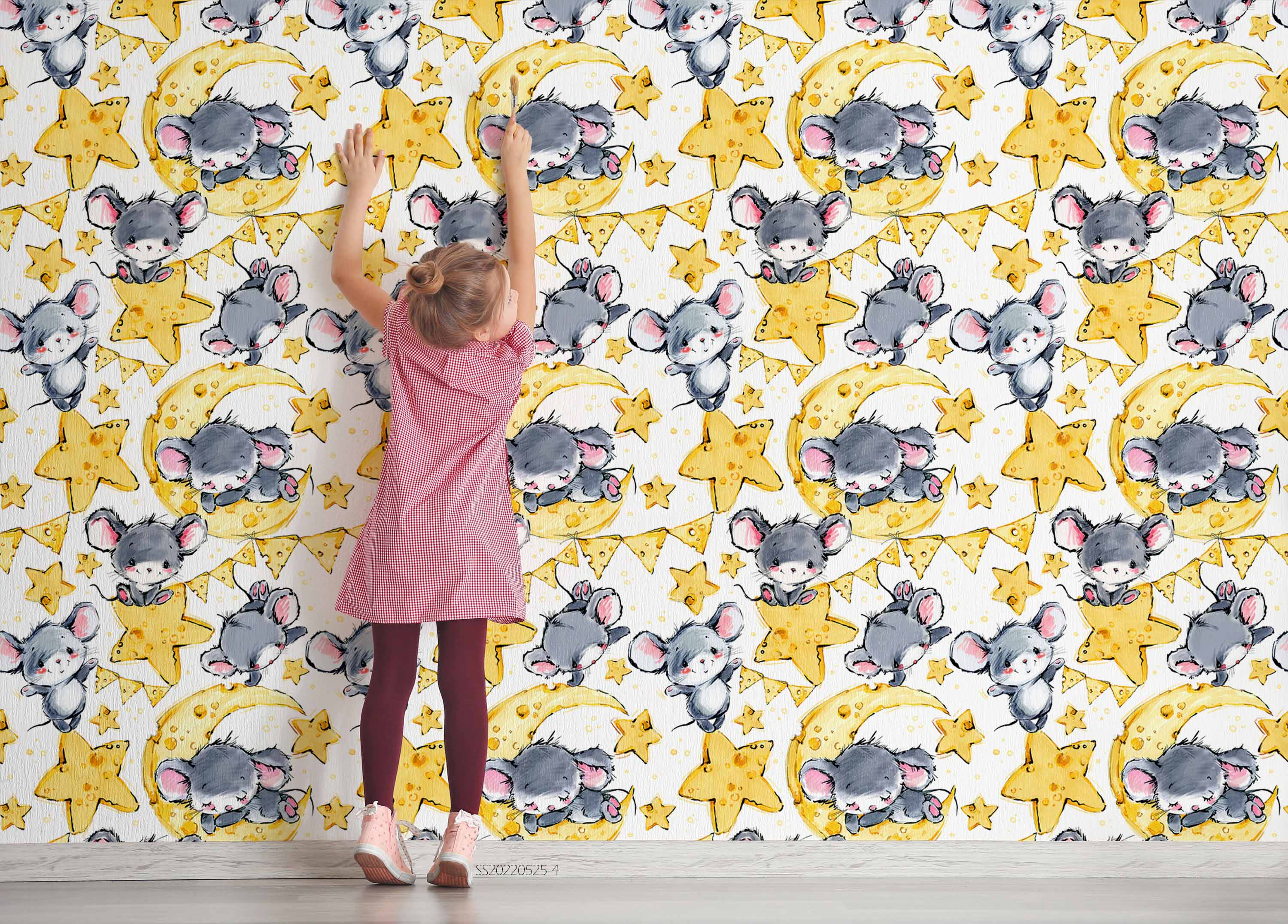 3D Cartoon Cute Mouse Star Moon Wall Mural Wallpaper GD 685- Jess Art Decoration