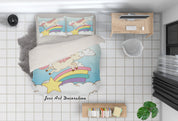 3D Blue Unicorn Star Quilt Cover Set Bedding Set Duvet Cover Pillowcases SF13- Jess Art Decoration
