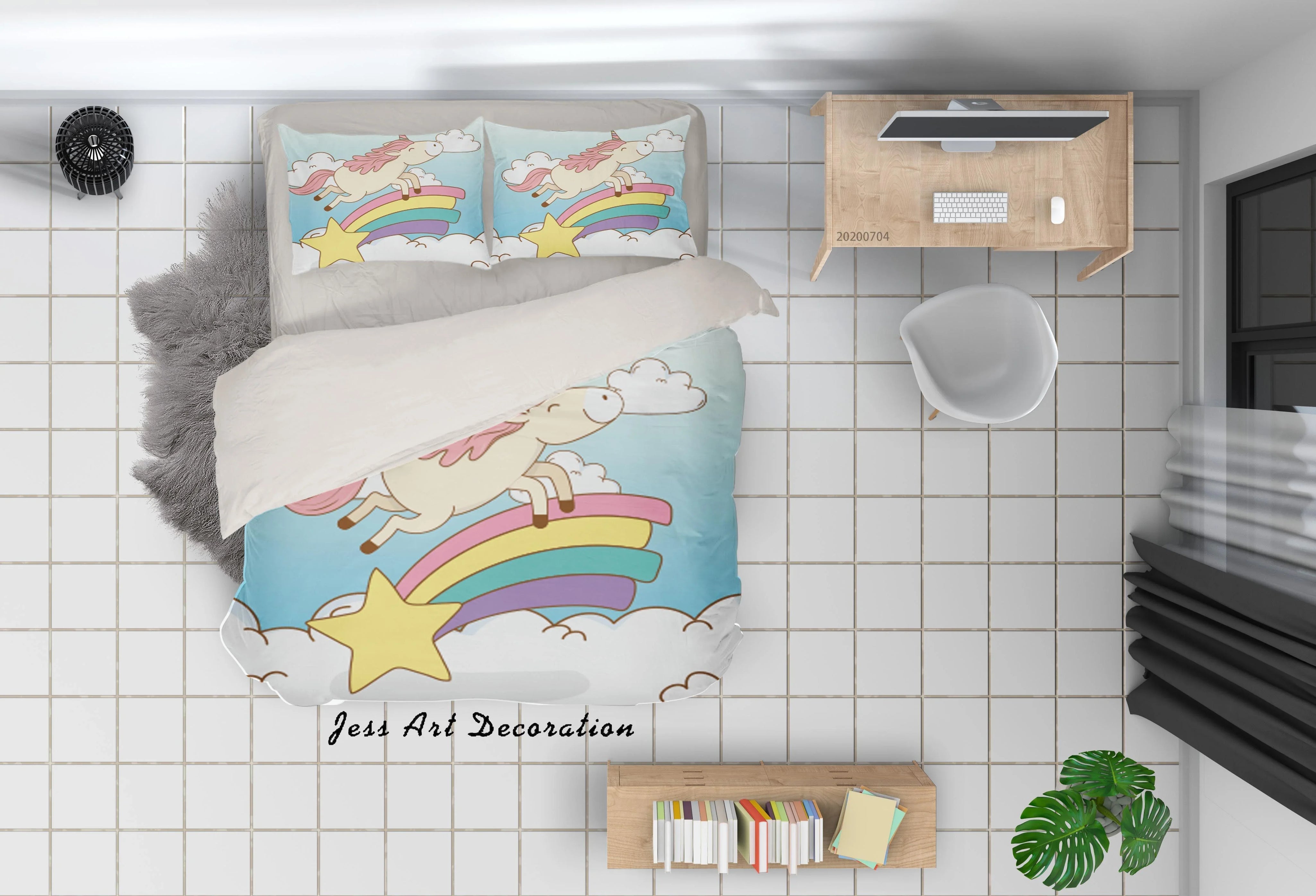 3D Blue Unicorn Star Quilt Cover Set Bedding Set Duvet Cover Pillowcases SF13- Jess Art Decoration