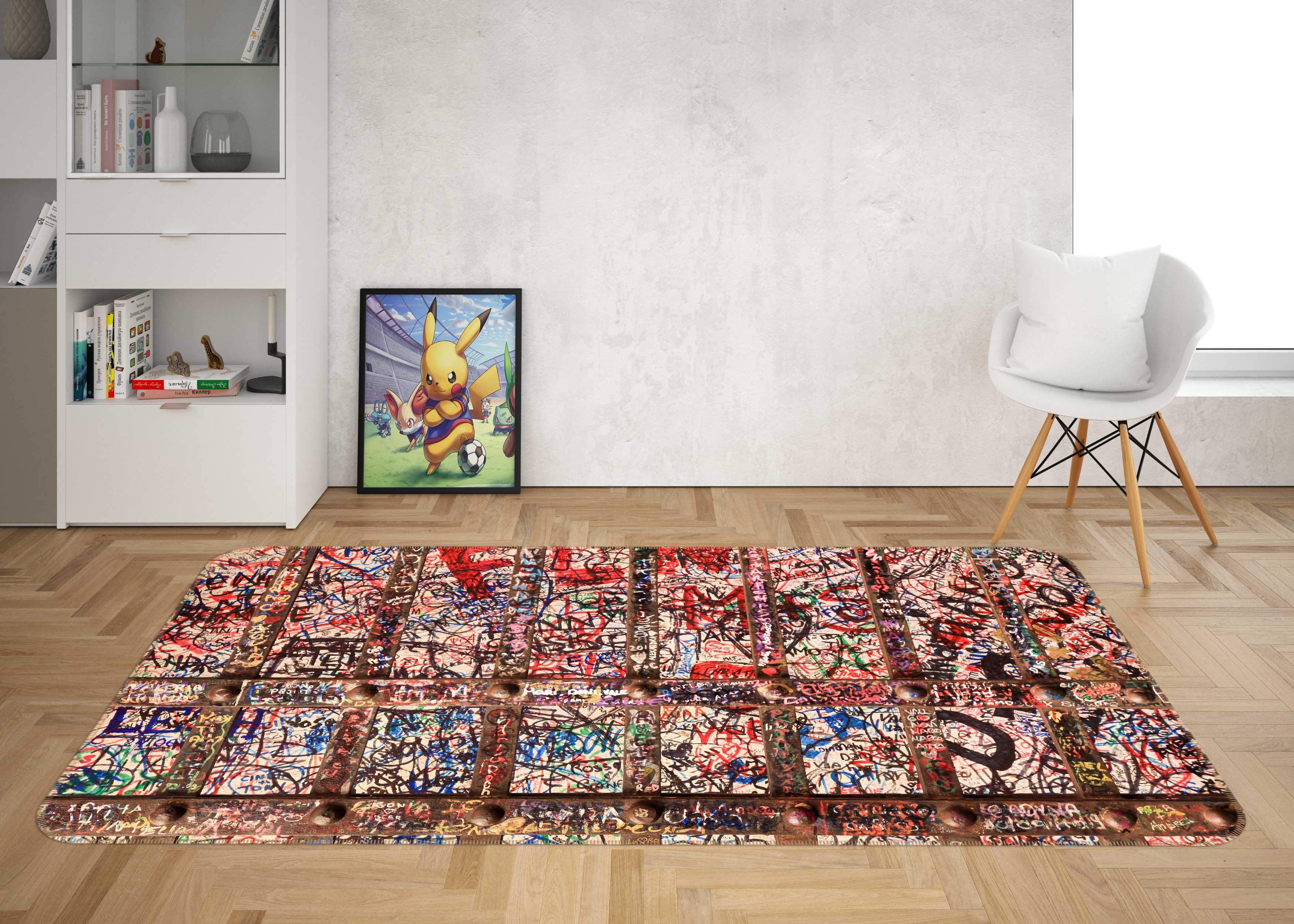 3D Text Iron Door Wall Background Graffiti Non-Slip Rug Mat A653 LQH- Jess Art Decoration