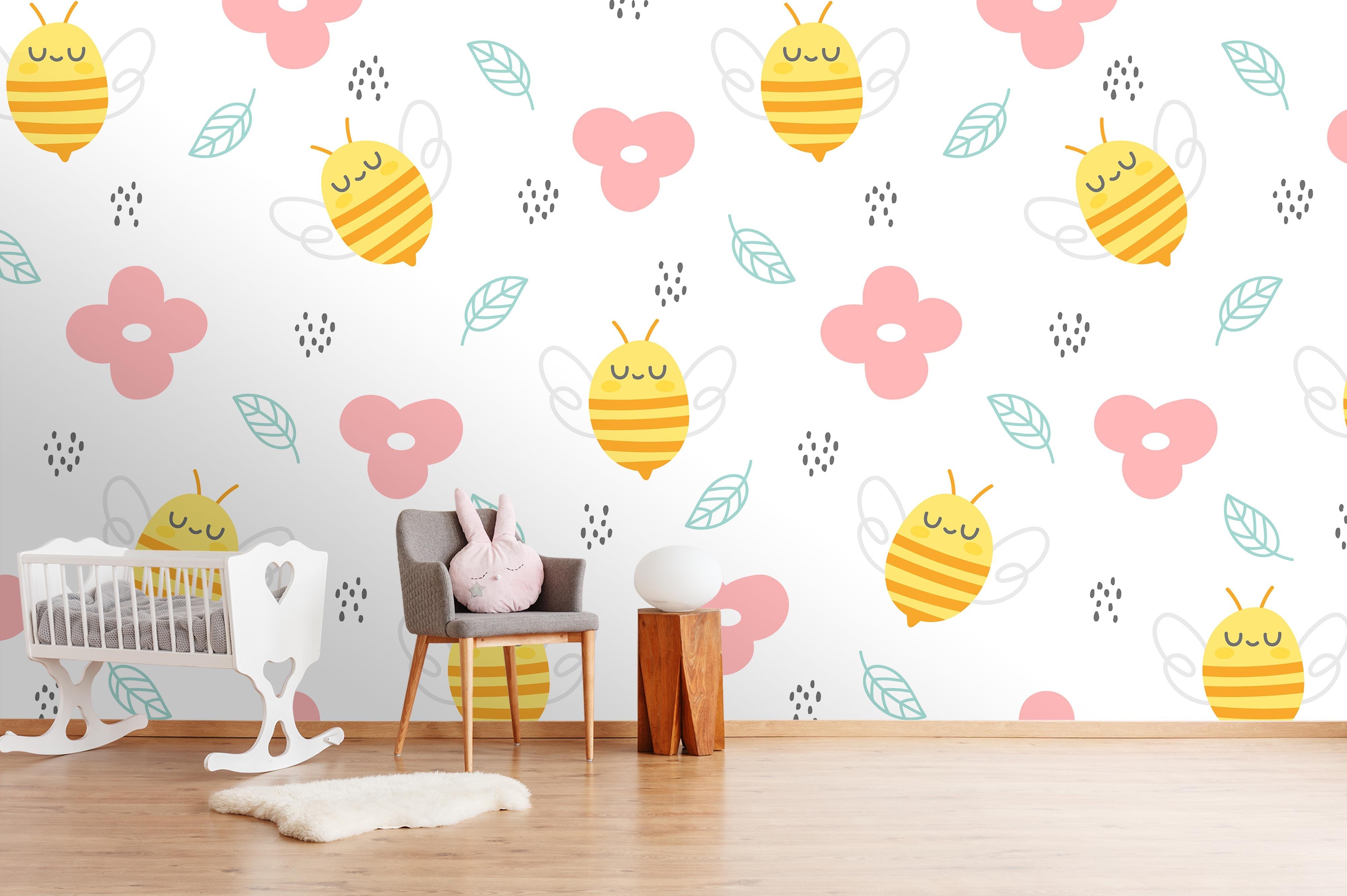 3D bee floral leaves wall mural wallpaper 38- Jess Art Decoration
