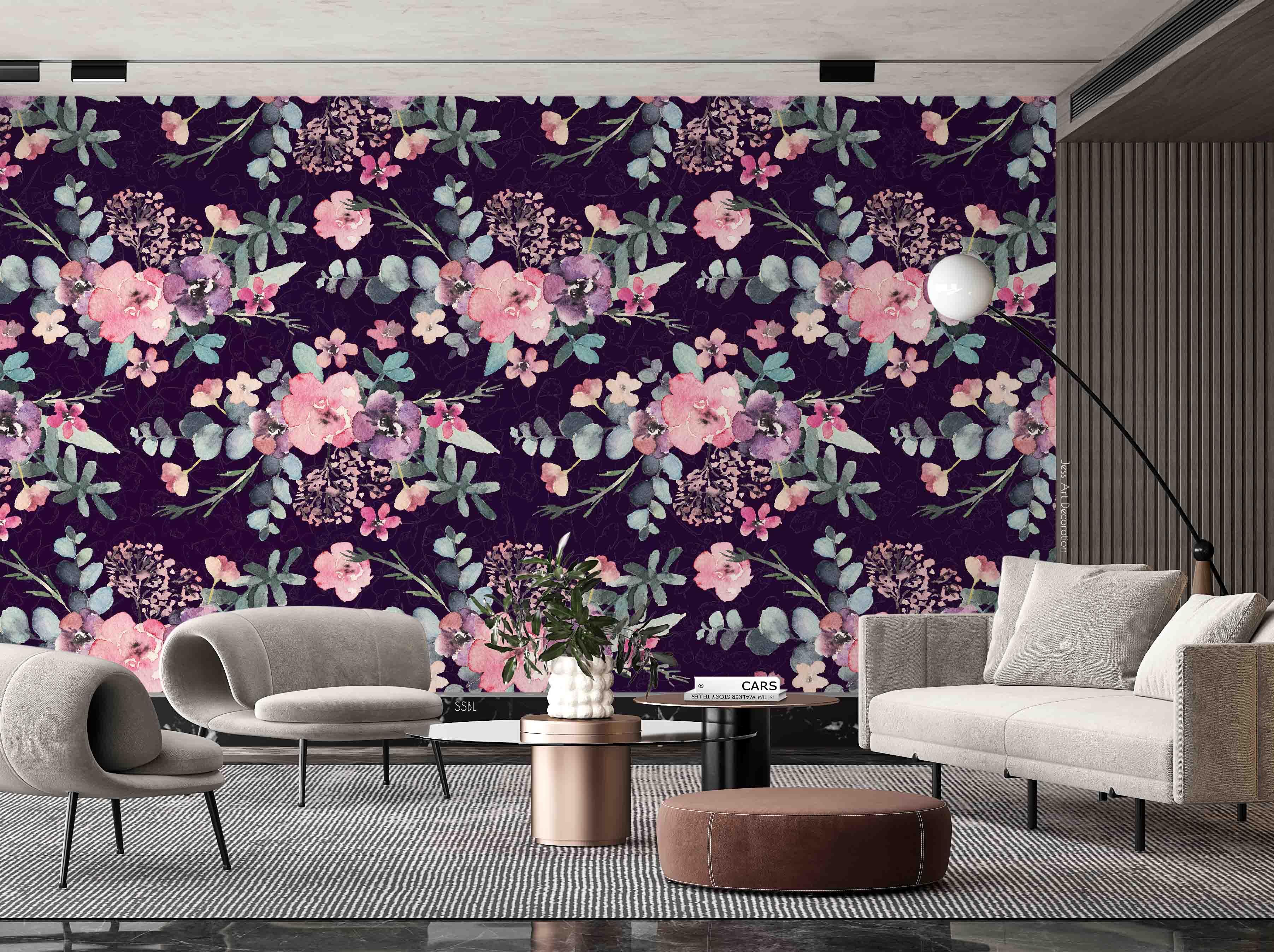 3D Vintage Pink Flowers Leaves Watercolor Pattern Wall Mural Wallpaper GD 3629- Jess Art Decoration