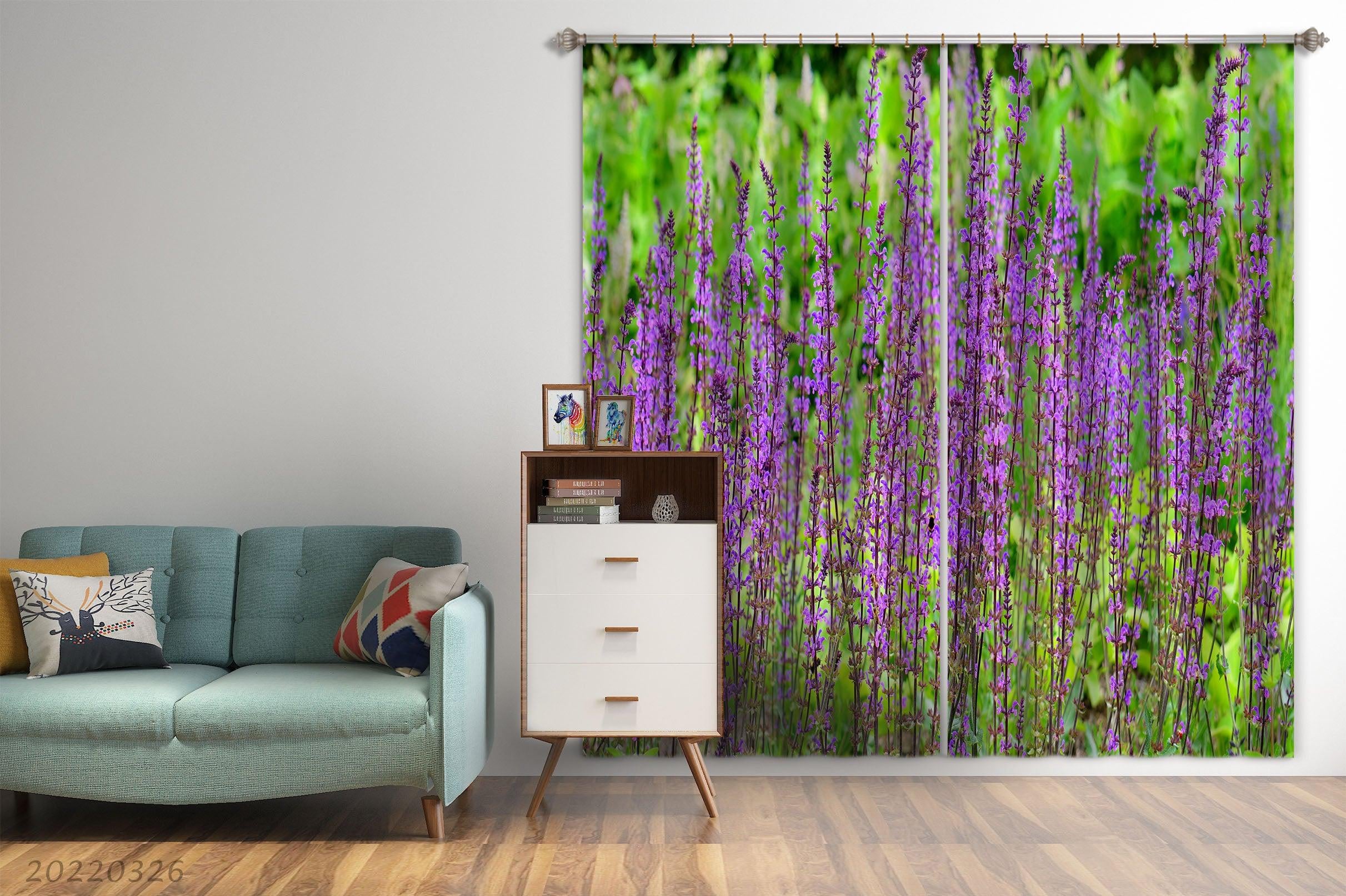 3D Plant Bloom Purple Lavender Flower Curtains and Drapes GD 2960- Jess Art Decoration