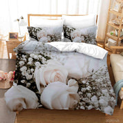 3D White Rose Floral Quilt Cover Set Bedding Set Duvet Cover Pillowcases 297- Jess Art Decoration